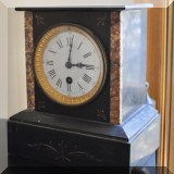 DC09. Slate case mantle clock with marble corners.